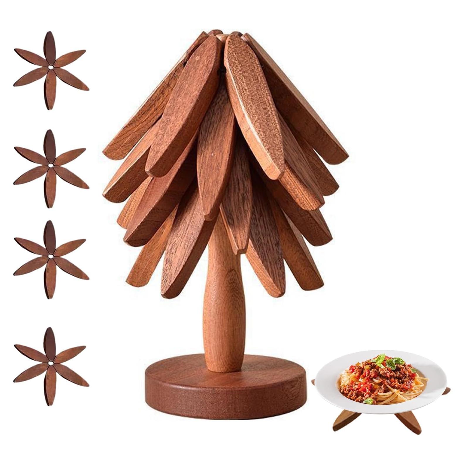 Trivetes de Madera Natural ADDSSFUBAO en Forma de Árbol