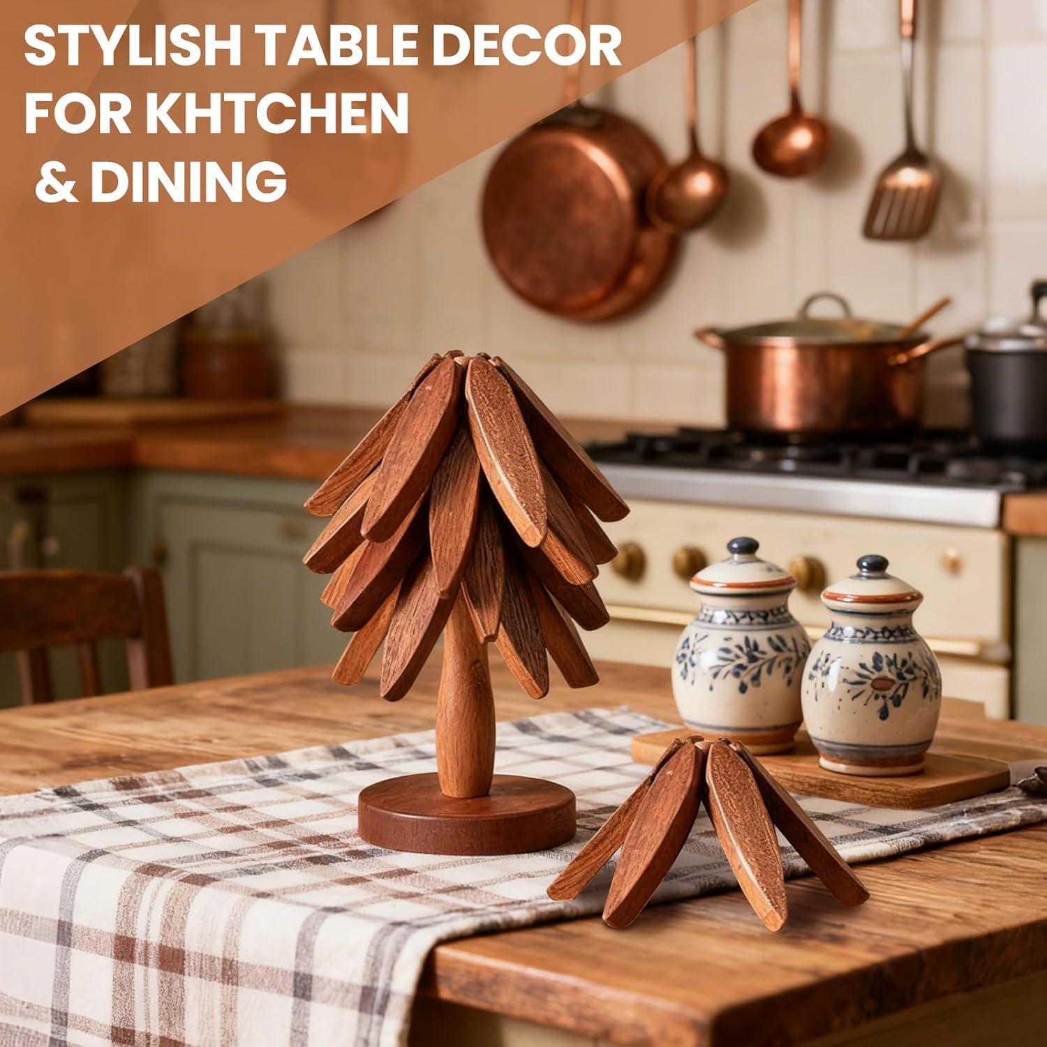 Trivetes de Madera Natural ADDSSFUBAO en Forma de Árbol