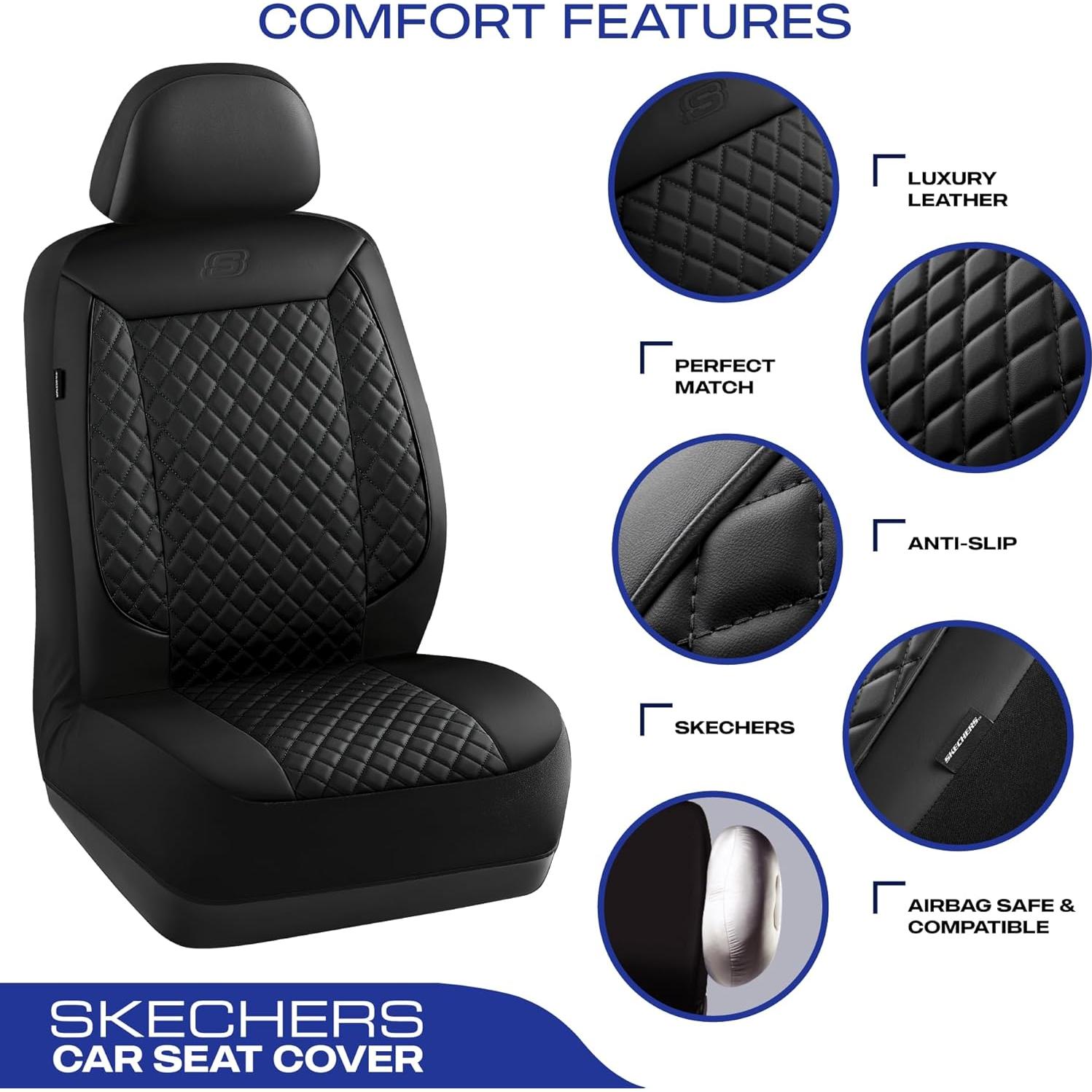 Funda de Asiento de Coche Skechers Negro Juego Completo Impermeable