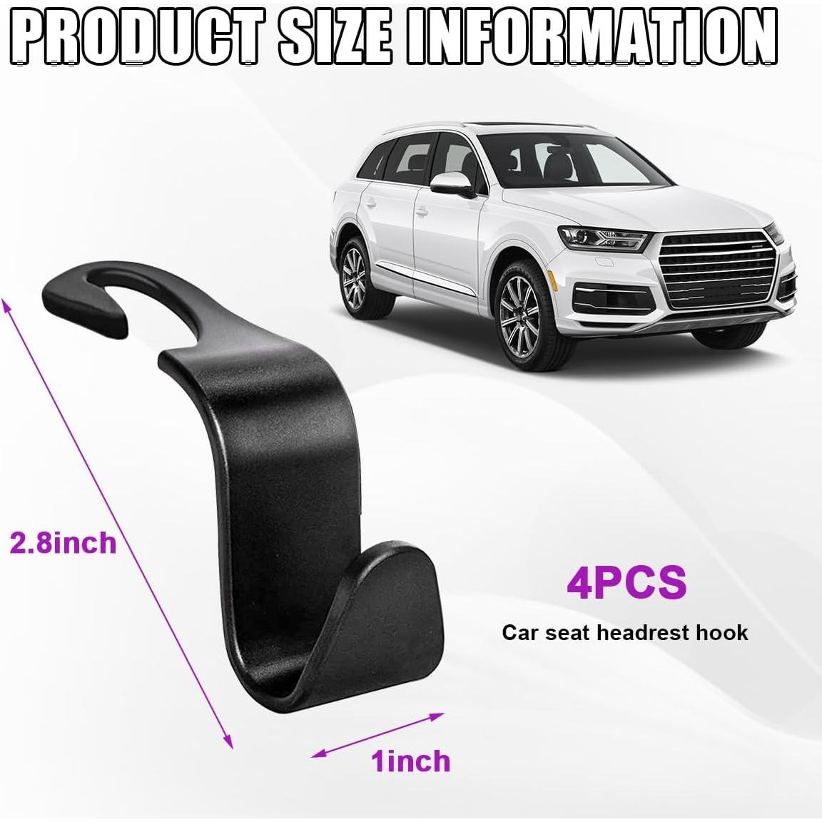 4 Ganchos para Reposacabezas de Coche Povtii - Negro, 20 kg