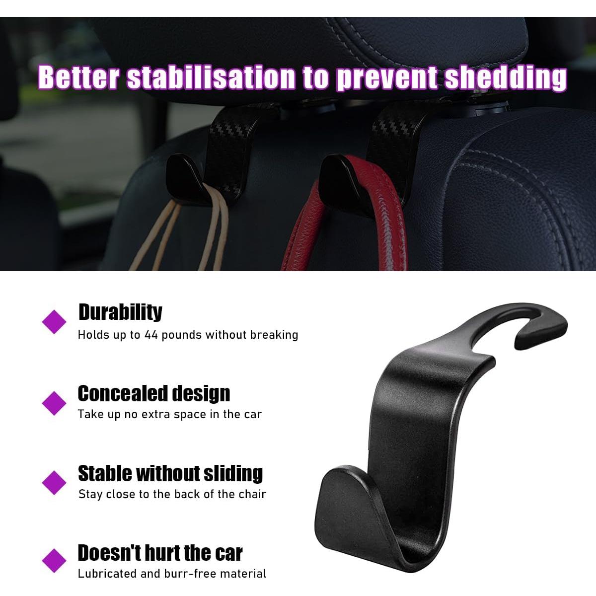 4 Ganchos para Reposacabezas de Coche Povtii - Negro, 20 kg