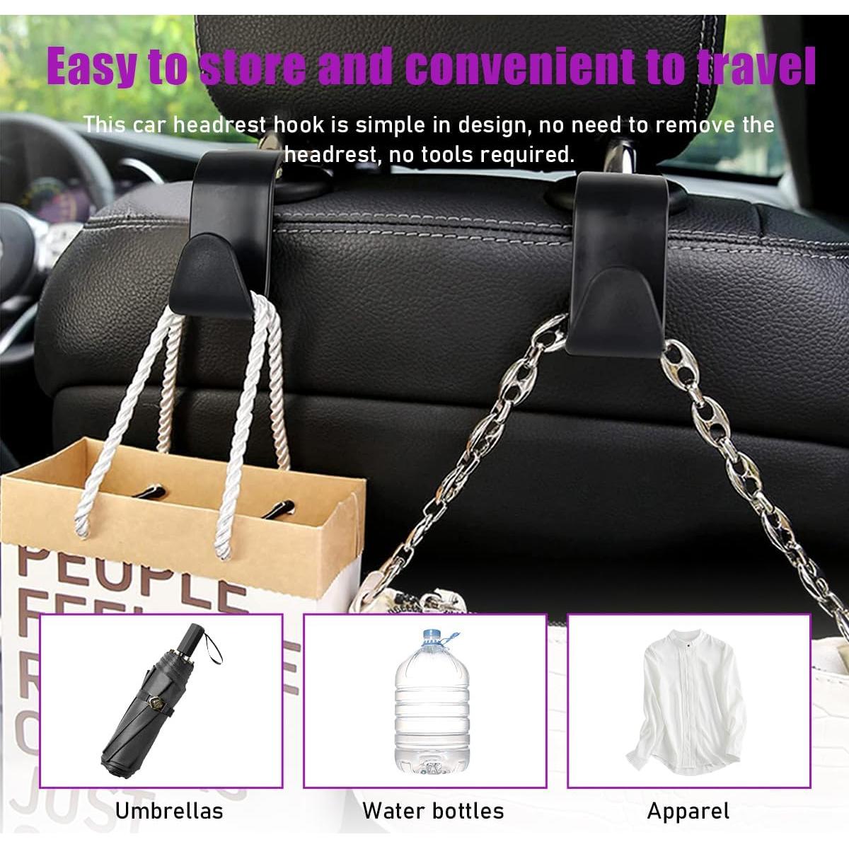 4 Ganchos para Reposacabezas de Coche Povtii - Negro, 20 kg