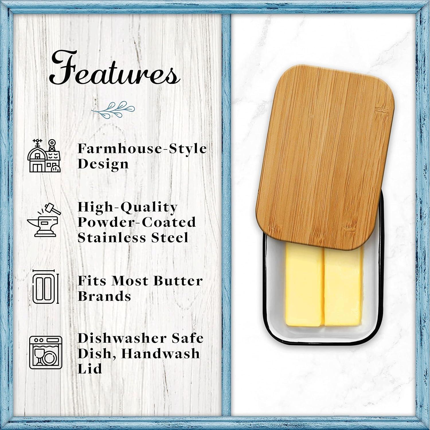 Plato de Mantequilla con Tapa de Acero Inoxidable Home Acre