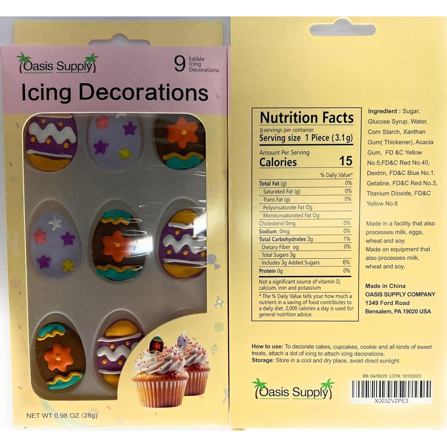 Decoraciones Comestibles de Cupcakes de Pascua Oasis Supply - 9 Unidades