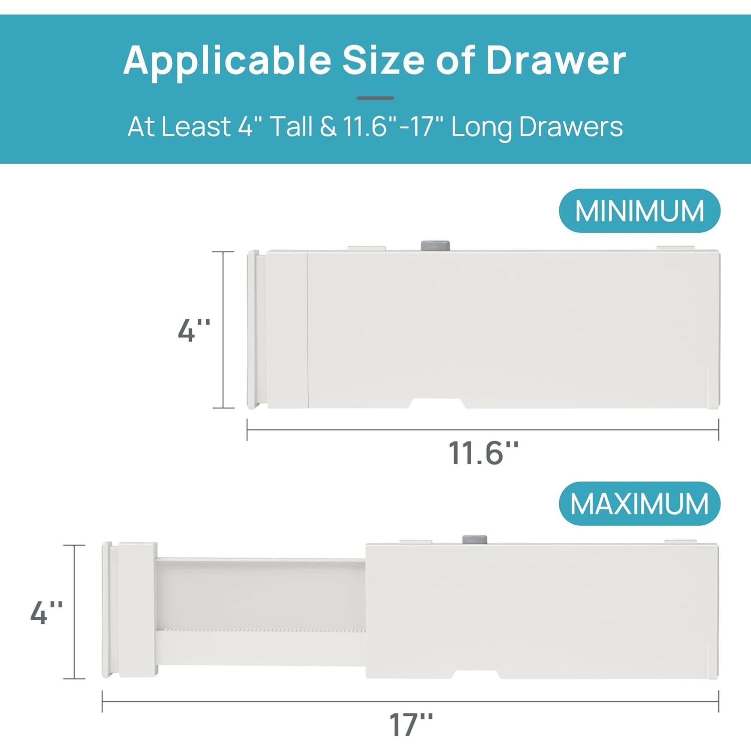 Divisores de Cajones Vtopmart 4 Piezas Ajustables 10.16 cm