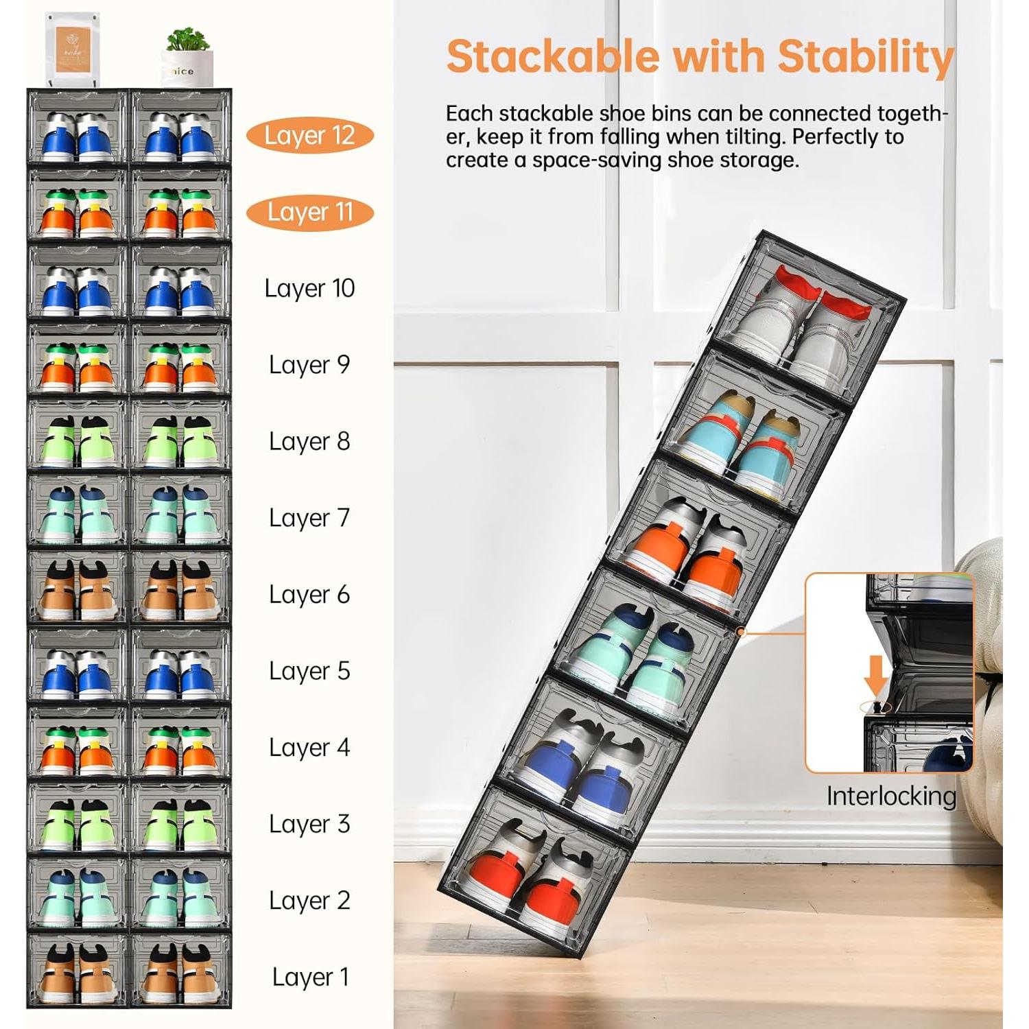 Caja de Almacenamiento de Zapatos Clemate 12 Piezas XL