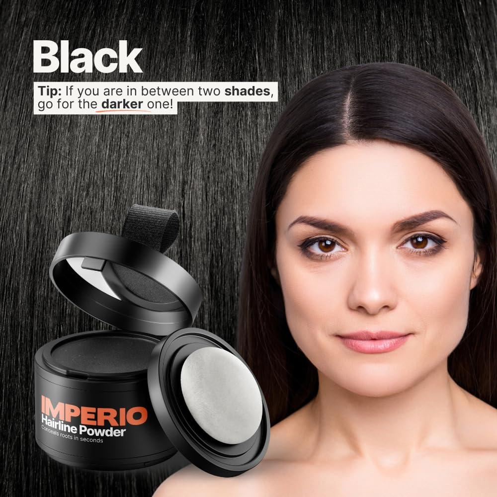 Polvo Retoque Raíces IMPERIO Negro - Oculta Pérdida Cabello