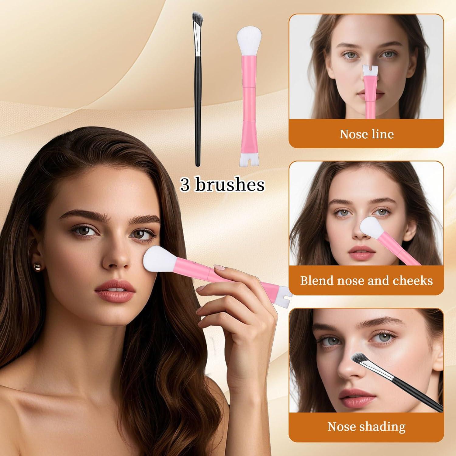 Juego de 2 brochas contorno nariz BOXOB 13 cm esponjadas