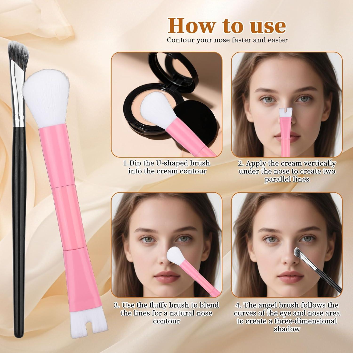 Juego de 2 brochas contorno nariz BOXOB 13 cm esponjadas