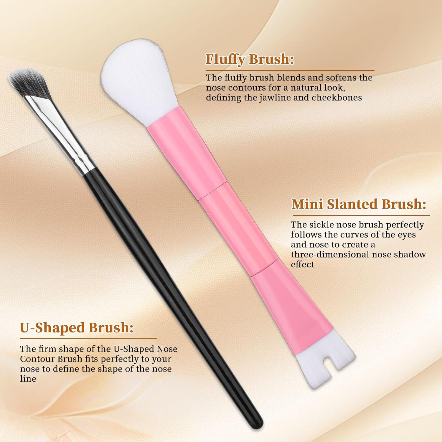 Juego de 2 brochas contorno nariz BOXOB 13 cm esponjadas