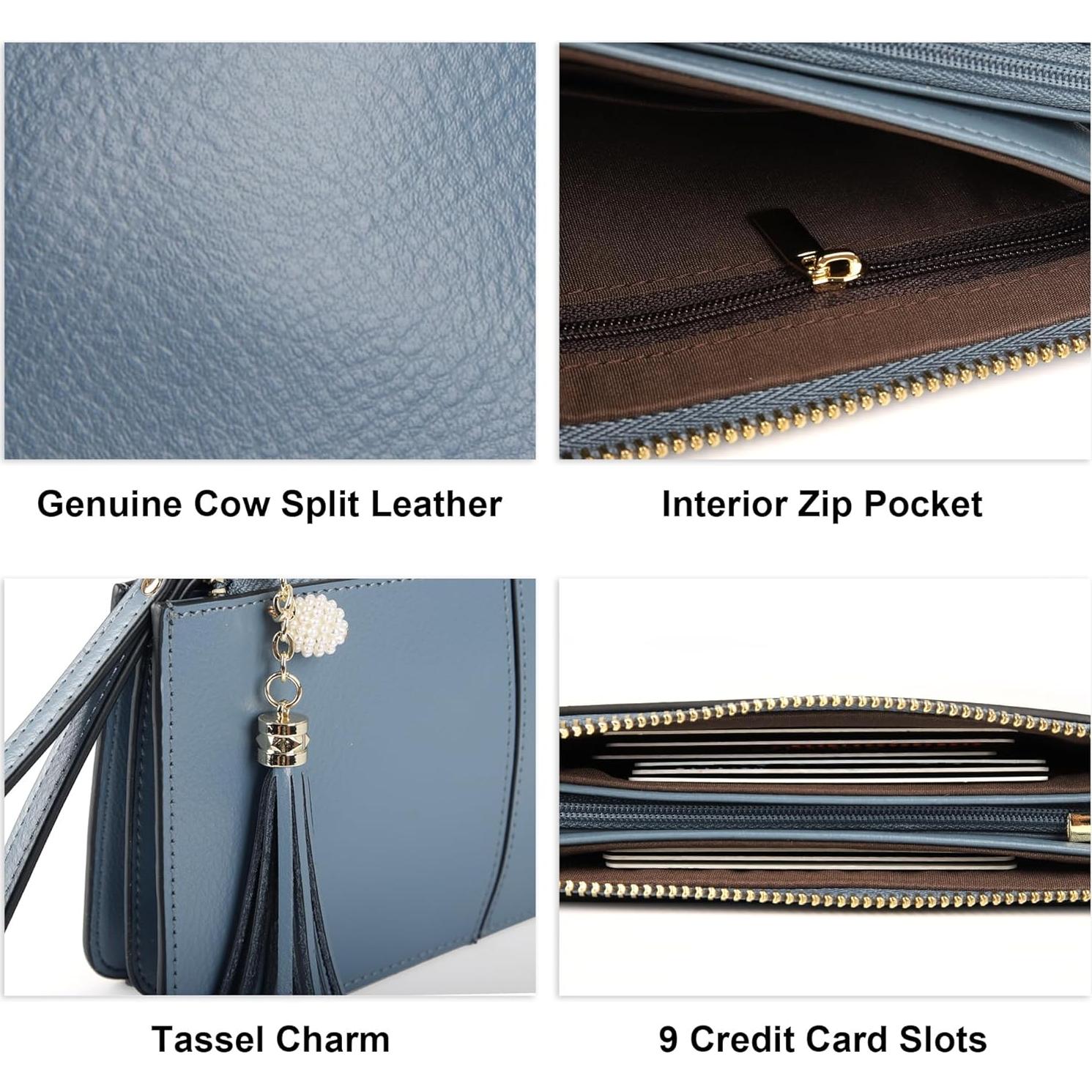 Cartera de Muñeca de Cuero Genuino befen para Mujeres RFID