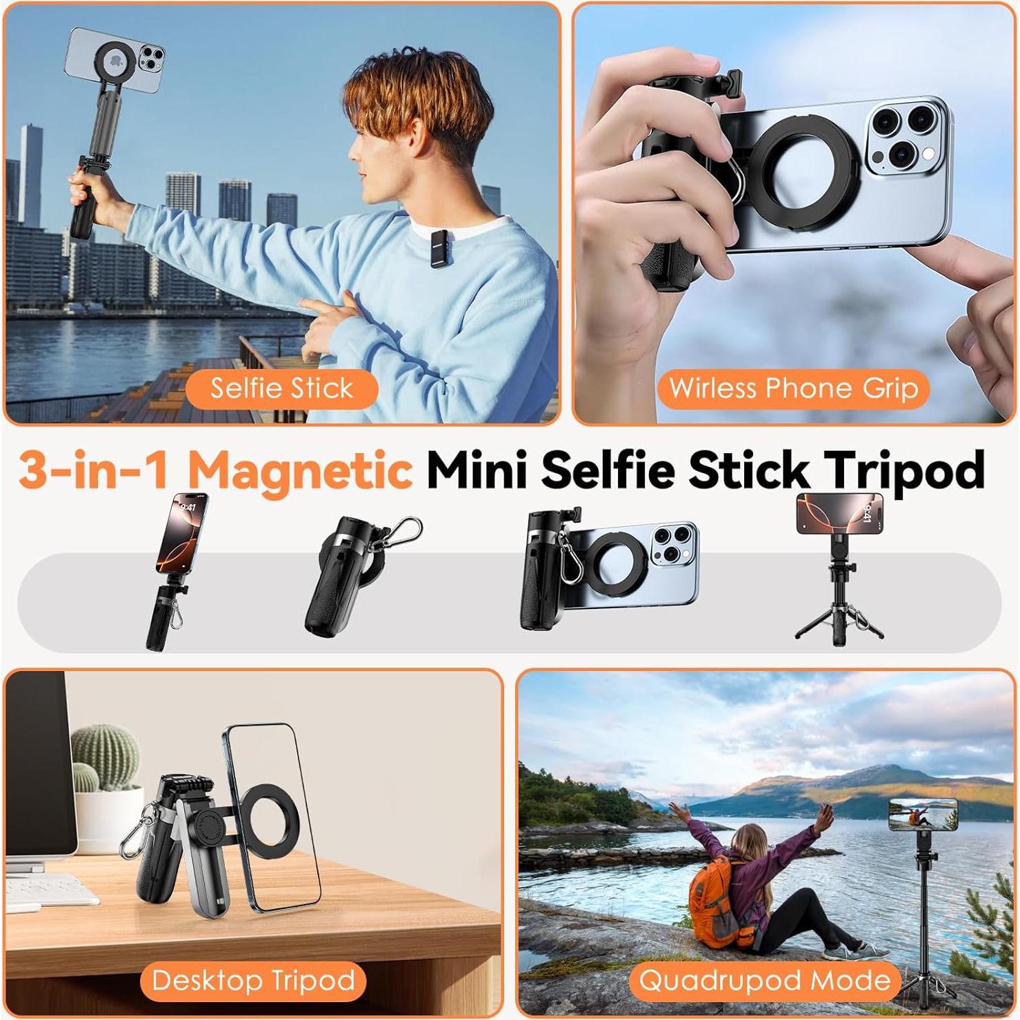 Trípode Mini Selfie CloudValley 4-en-1 Plegable 360°