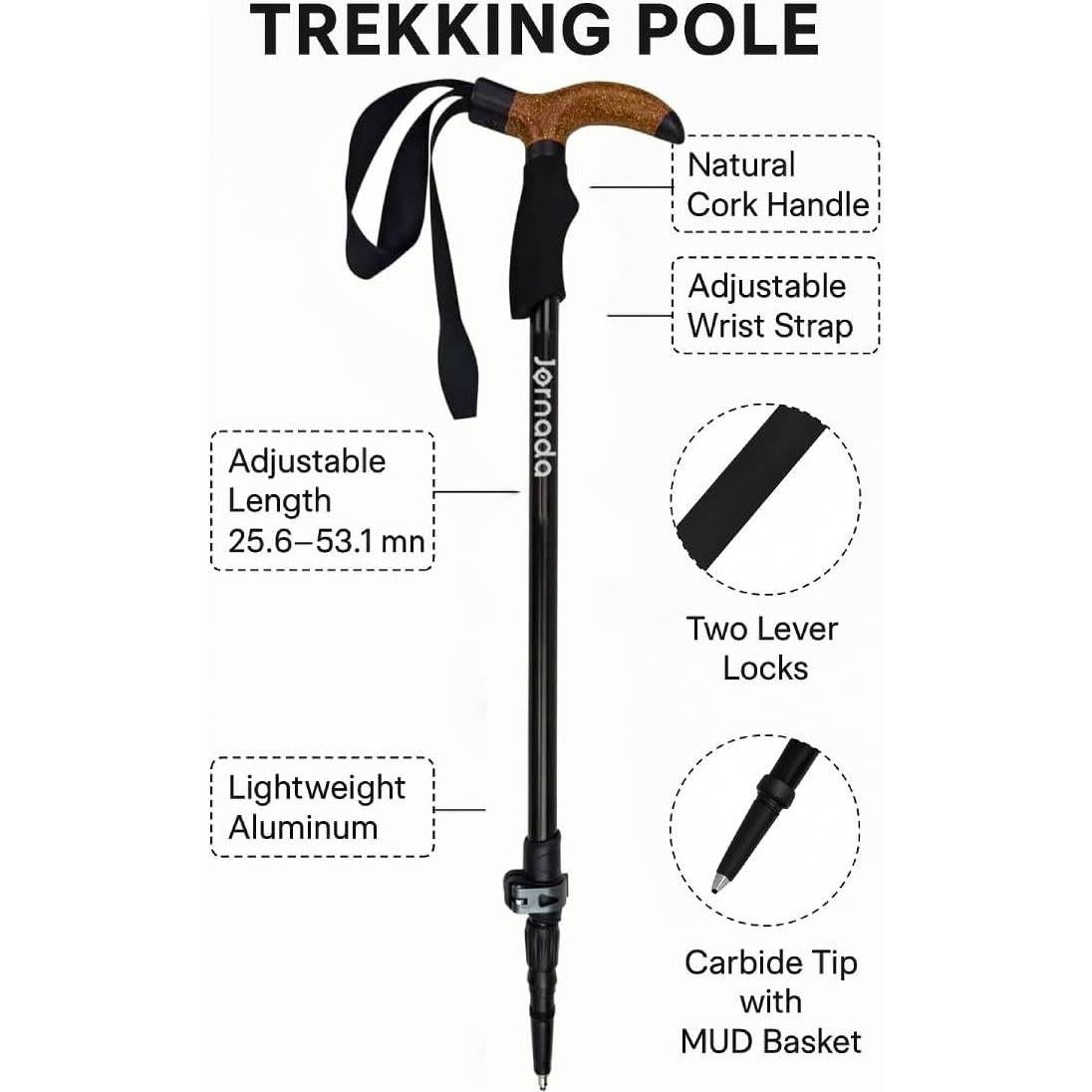 Bastón de Senderismo Plegable Ultraligero Jornada 63.5-134.6 cm