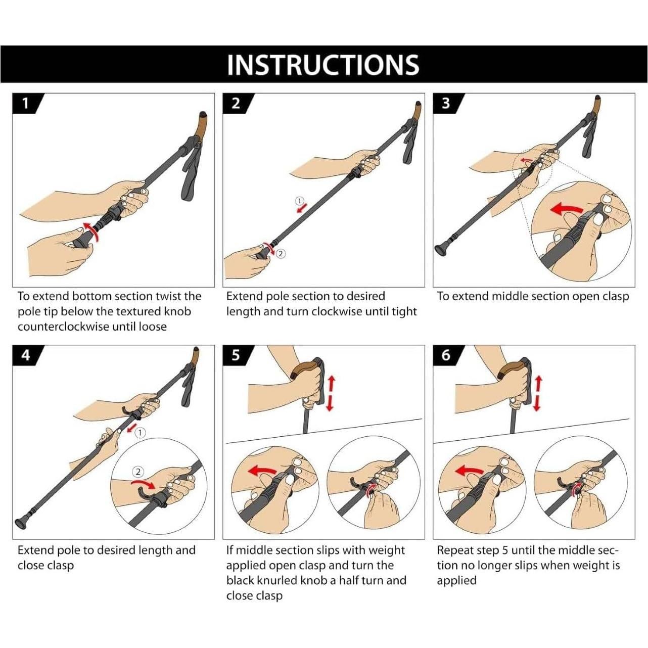 Bastón de Senderismo Plegable Ultraligero Jornada 63.5-134.6 cm