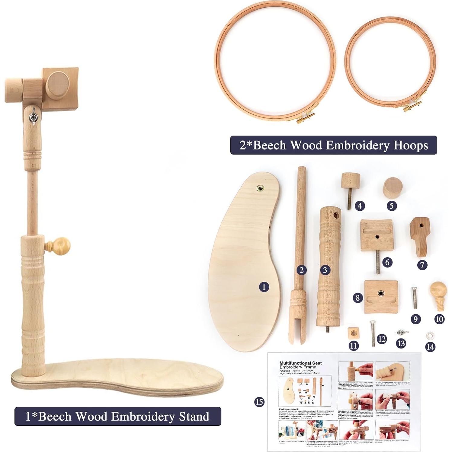 Soporte de Bordado ZOCONE de Madera Ajustable con 2 Aros 15.24 y 20.32 cm