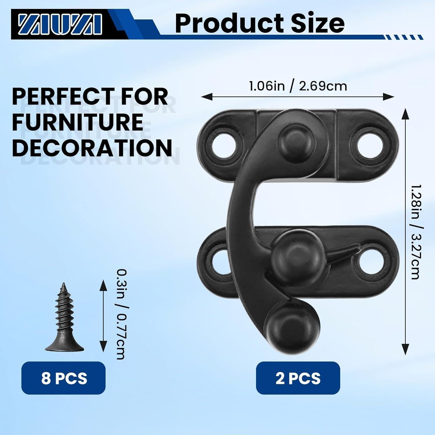 Cierre de Hasp Antiguo ZIUZI Negro para Caja de Joyería - 2 Piezas