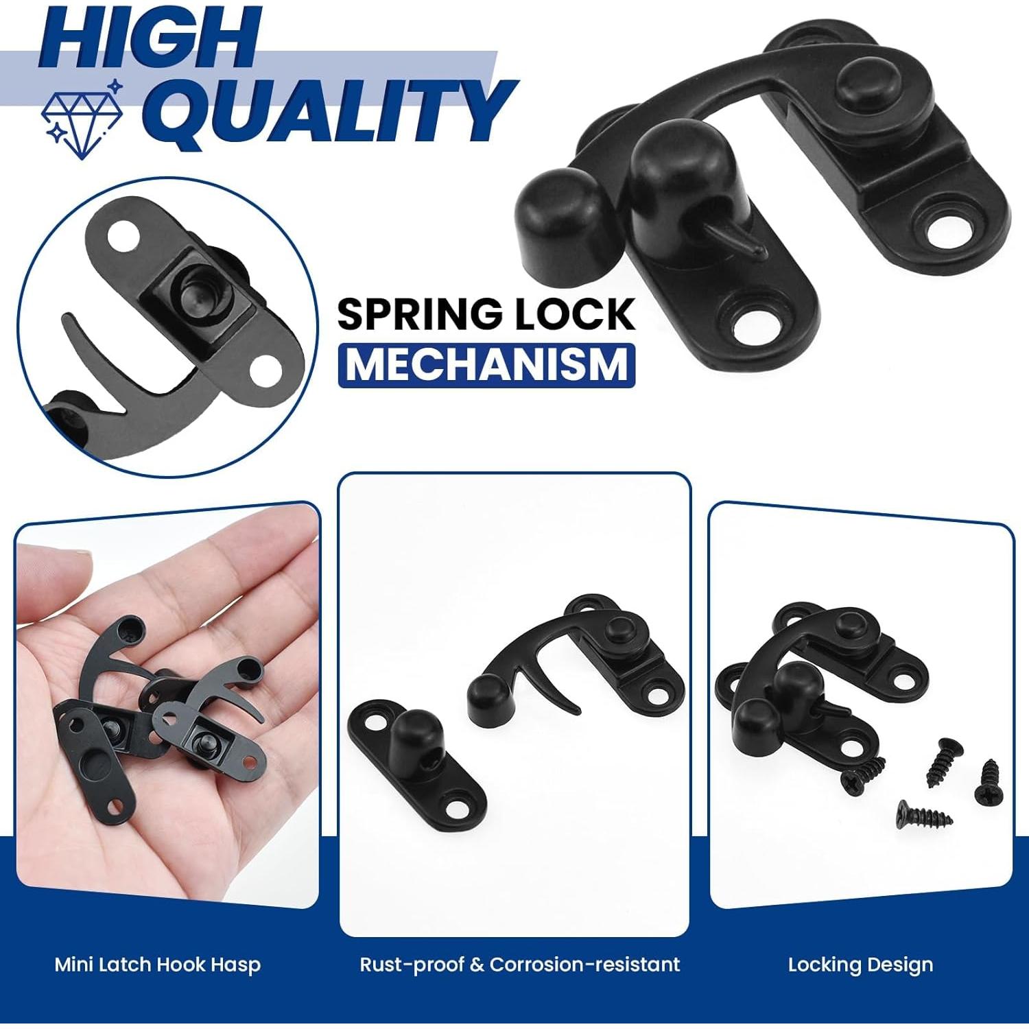 Cierre de Hasp Antiguo ZIUZI Negro para Caja de Joyería - 2 Piezas