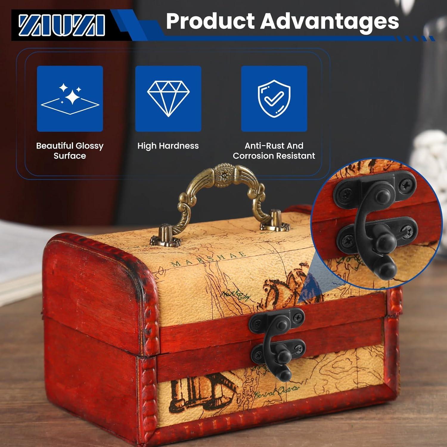 Cierre de Hasp Antiguo ZIUZI Negro para Caja de Joyería - 2 Piezas