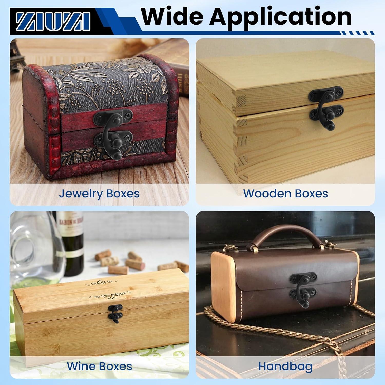 Cierre de Hasp Antiguo ZIUZI Negro para Caja de Joyería - 2 Piezas