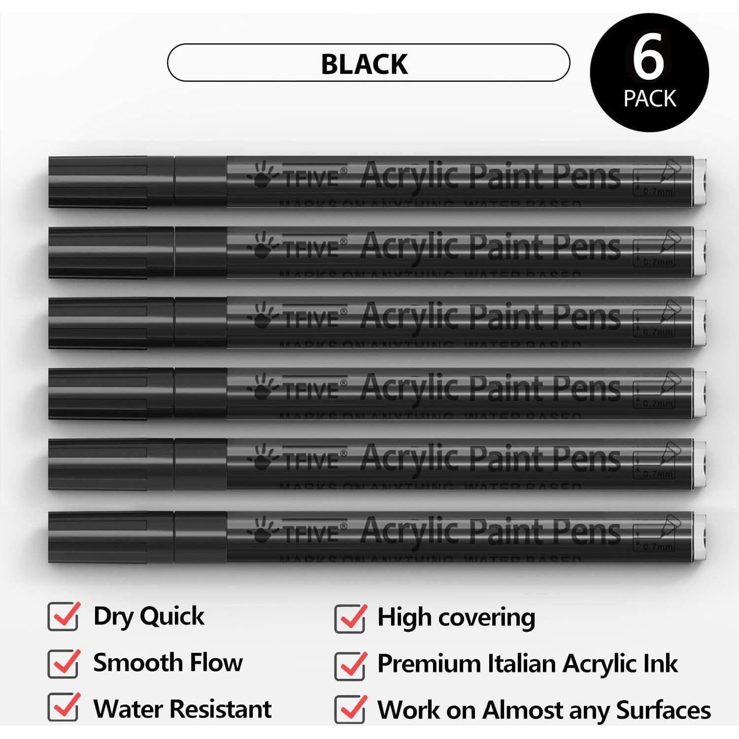 Marcadores de Pintura Acrílicos TFIVE - 6 Piezas Punta Fina 0.7mm