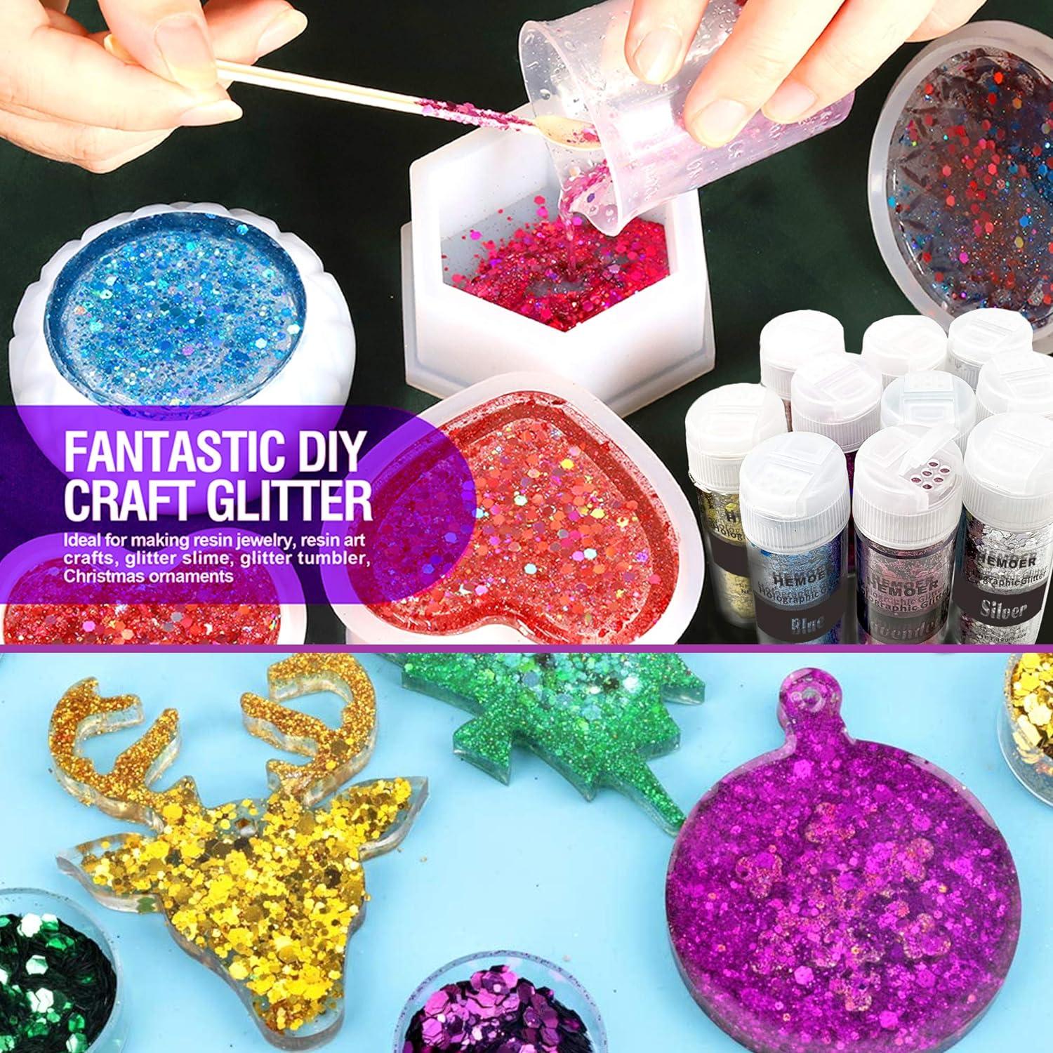 Purpurina Holográfica Gruesa HEMOER 12 Colores 142g