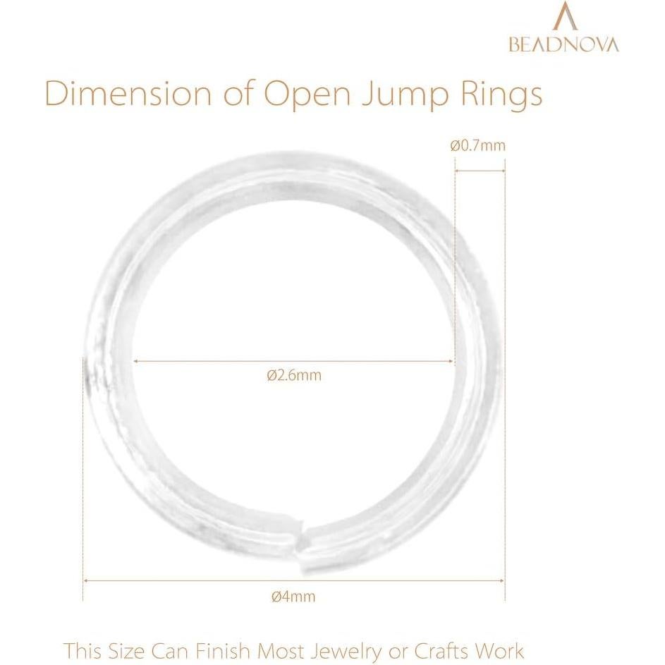 Anillas de Salto Abiertas BEADNOVA 4mm Plata 1200 Pcs