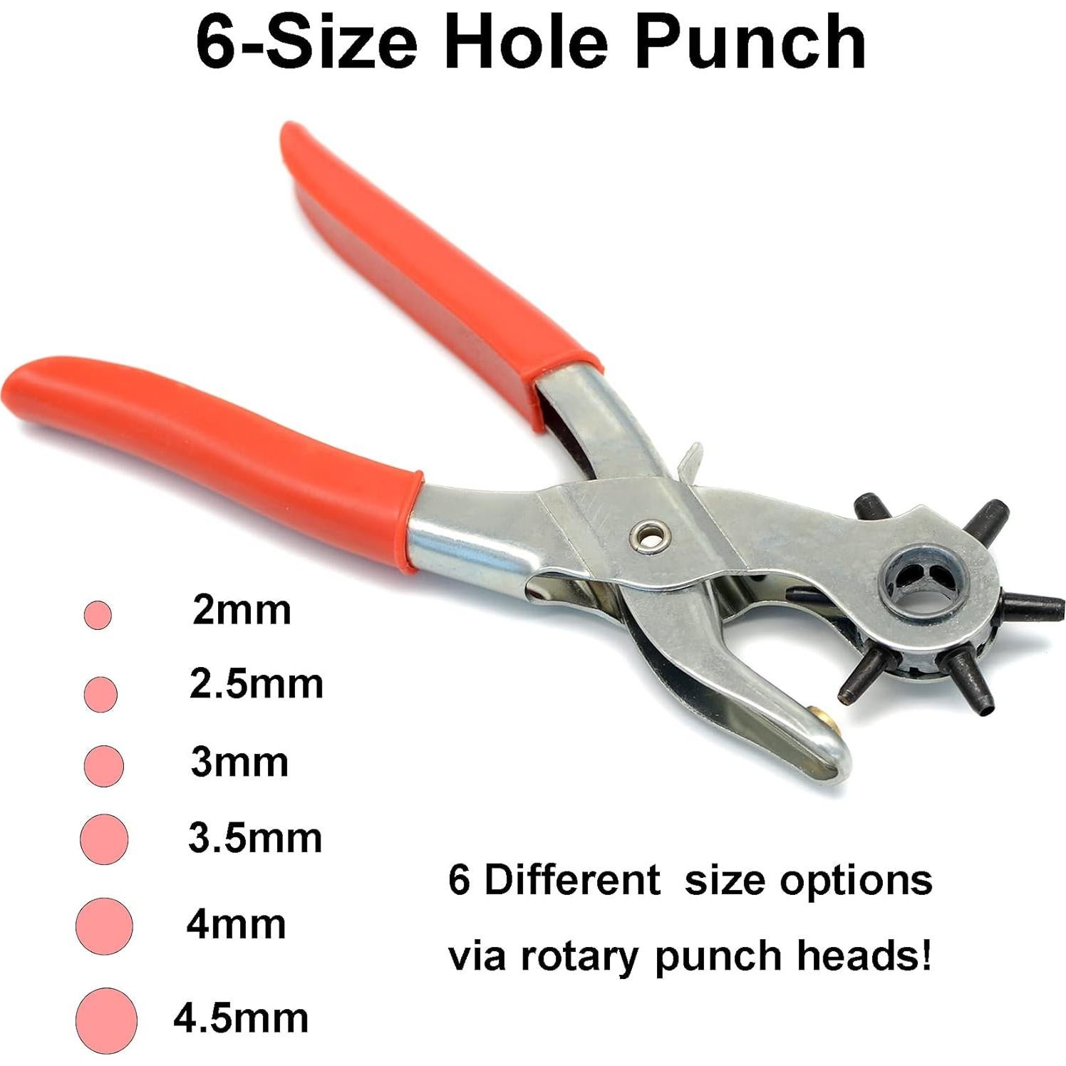 Perforador de Agujeros de Cuero YYAALOA 6 Tamaños 2-4.5mm