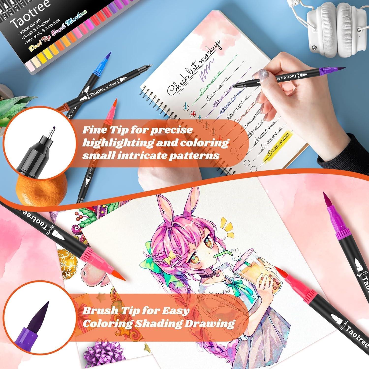 Set de 150 Marcadores Doble Punta Taotree - Arte y Caligrafía