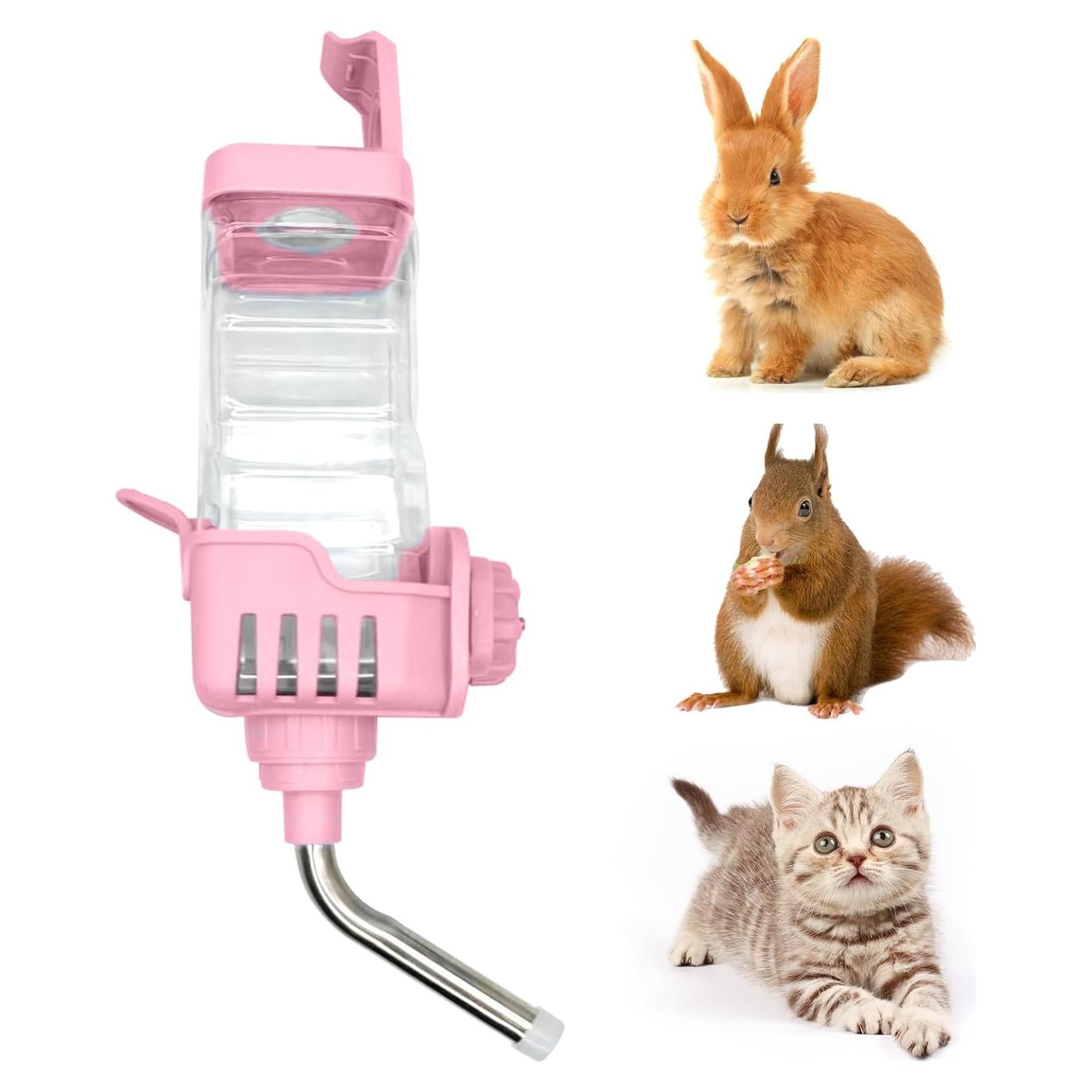 Dispensador de Agua Colgante BNOSDM 30 oz para Conejos Rosa