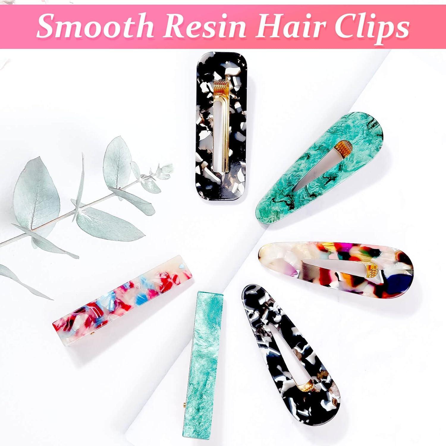 30 Pinzas de Resina Acrílica Cridoz para Cabello con Clips de Perlas