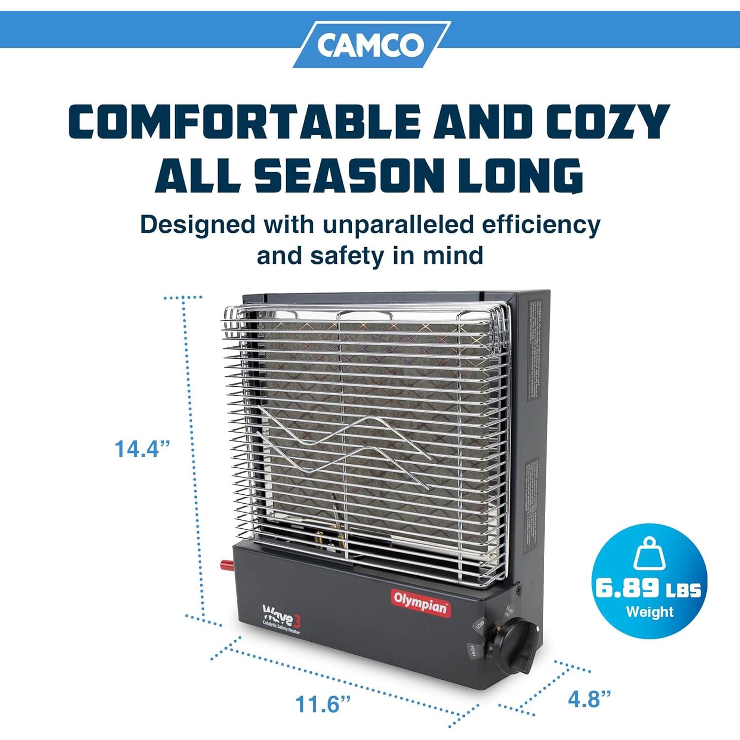 Calentador Catalítico Portátil Camco Wave-3 3000 BTU Propano