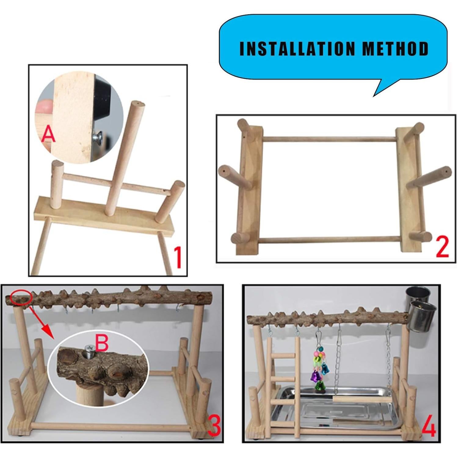 Parque de Aves Hamiledyi para Periquitos y Cockatiels 37x24x20cm