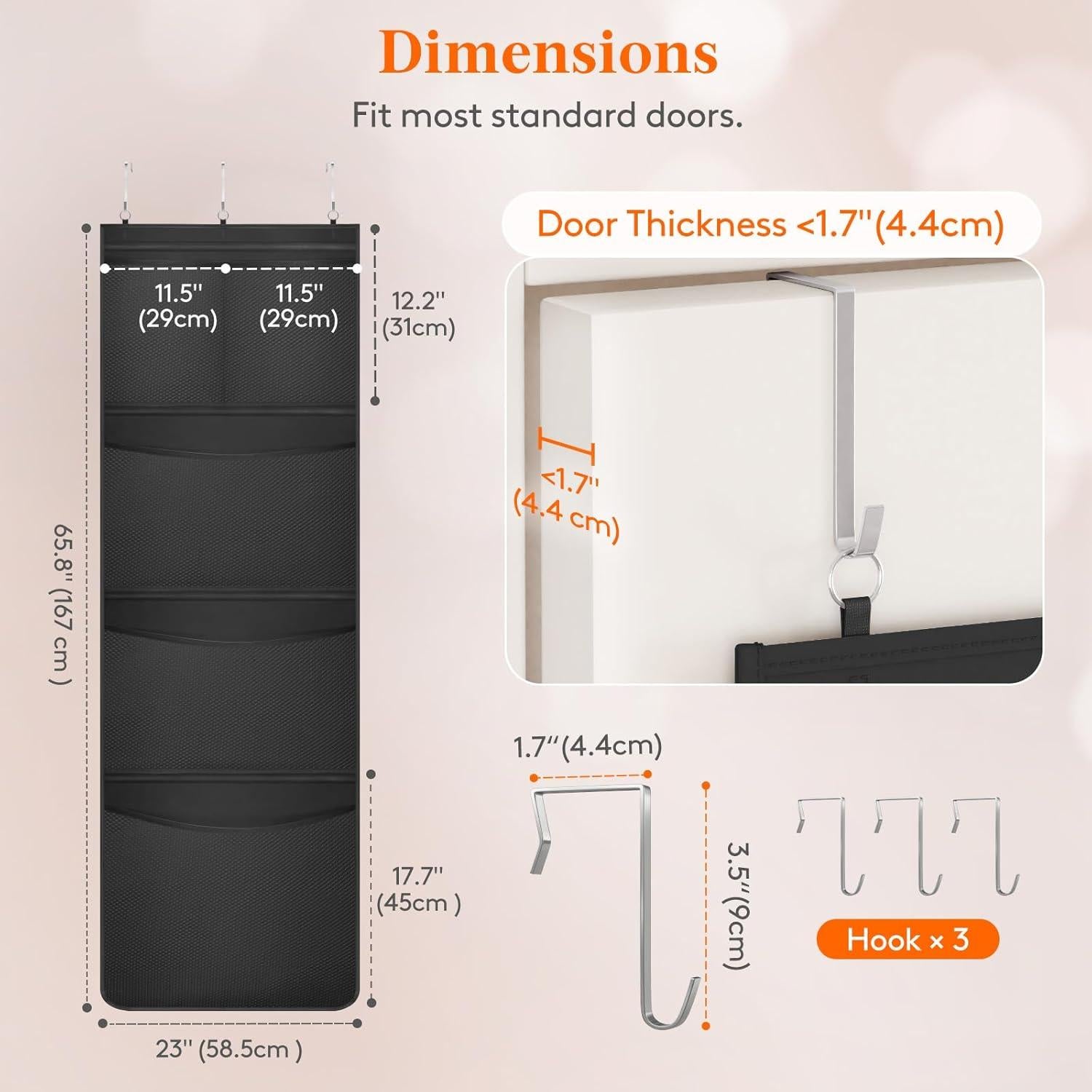 Organizador sobre la Puerta Lifewit para Juguetes Negro 58.5x167 cm