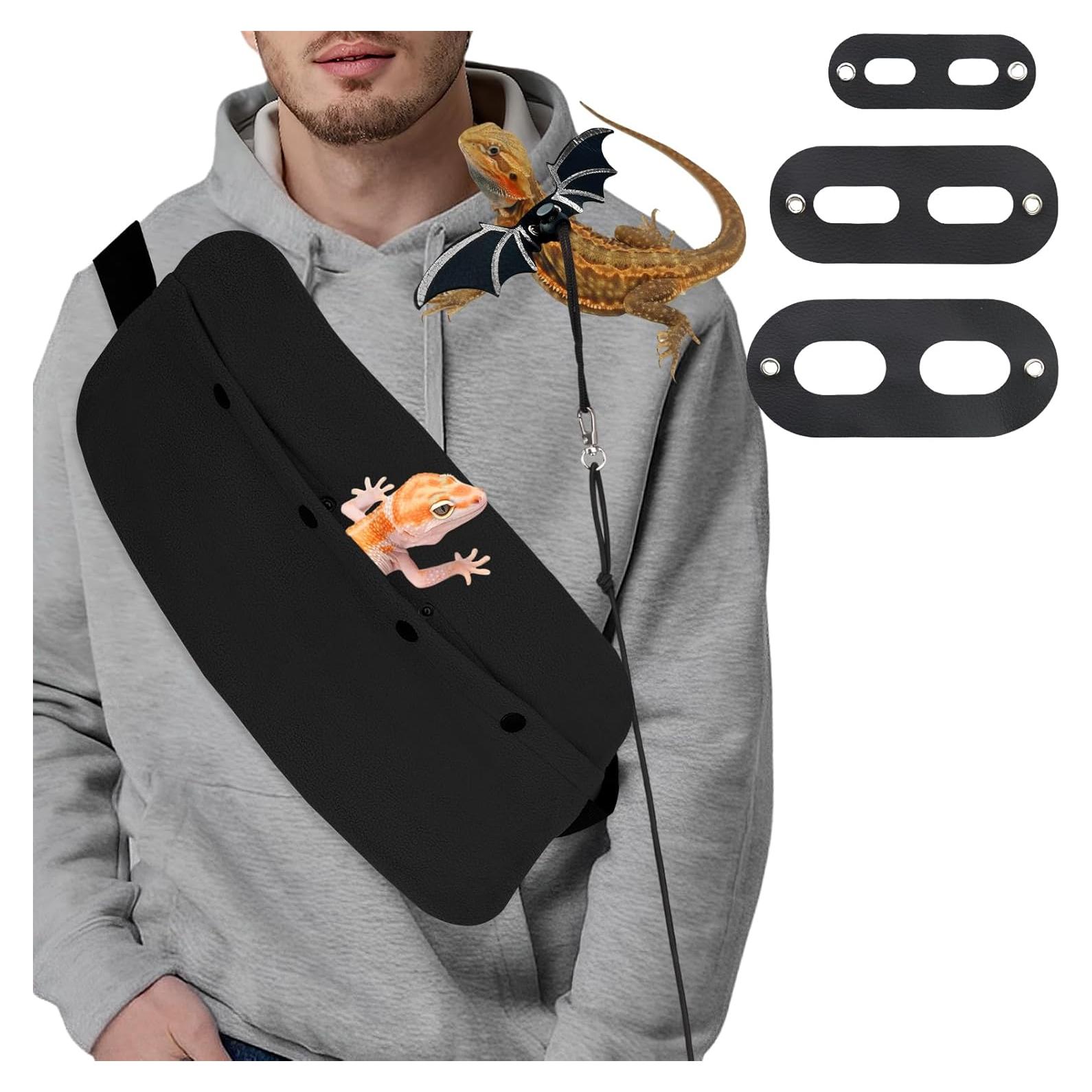 Conjunto Correa y Arnés para Dragón Barbudo Augenster - Negro