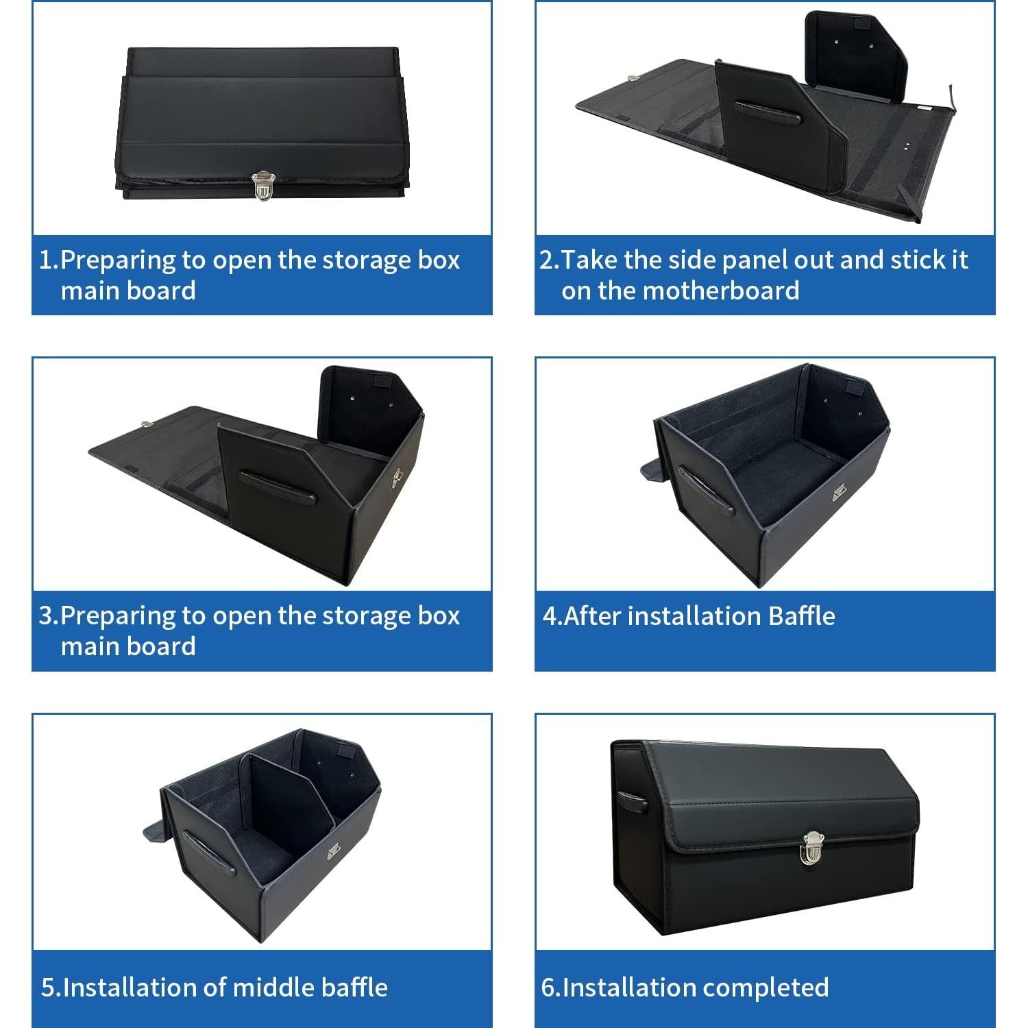 Organizador de Maletero Wuatow Plegable 48L Negro para Coche