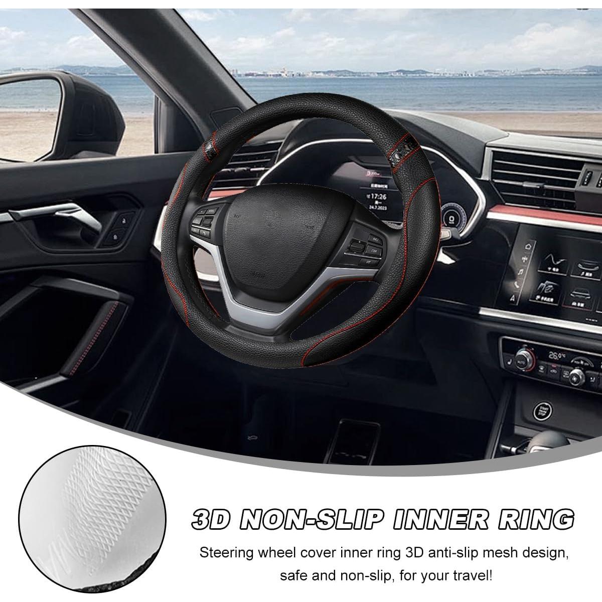 Cubierta de Volante MUQIDA 38 cm Cuero Antideslizante Negro