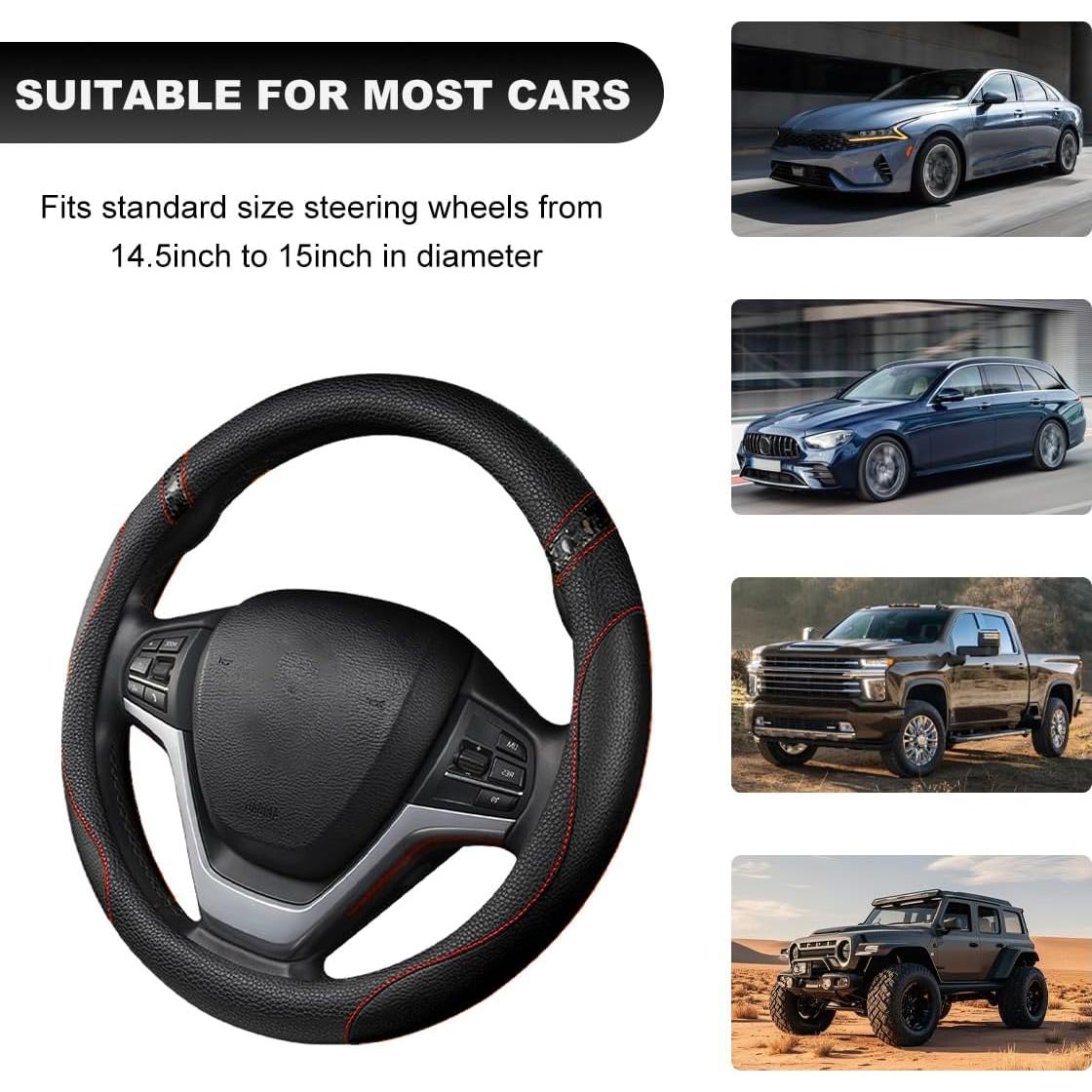 Cubierta de Volante MUQIDA 38 cm Cuero Antideslizante Negro