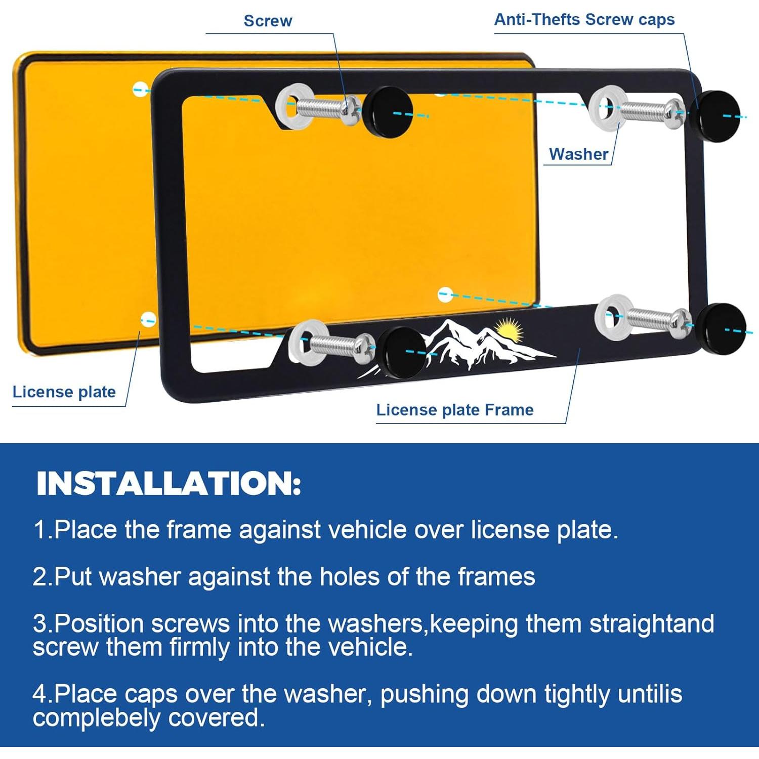 Marco de Placa de Licencia Delantera GZSH Estilo Montaña 31.1x15.9 cm