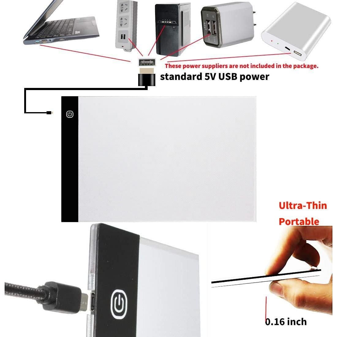 Caja de Luz LED A5 Portátil Sesyomr Dimmable USB 24x15cm