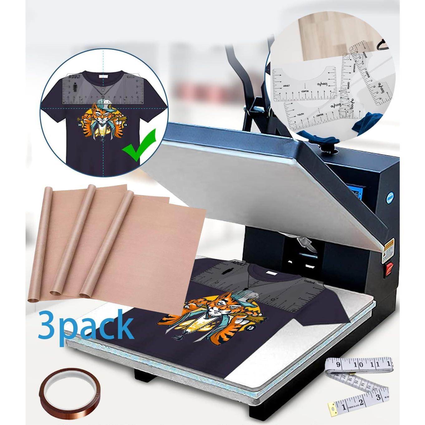 Kit de herramientas para sublimación YOUlDIANZI - 4 reglas, 3 hojas de teflón 30.48 x 40.64 cm