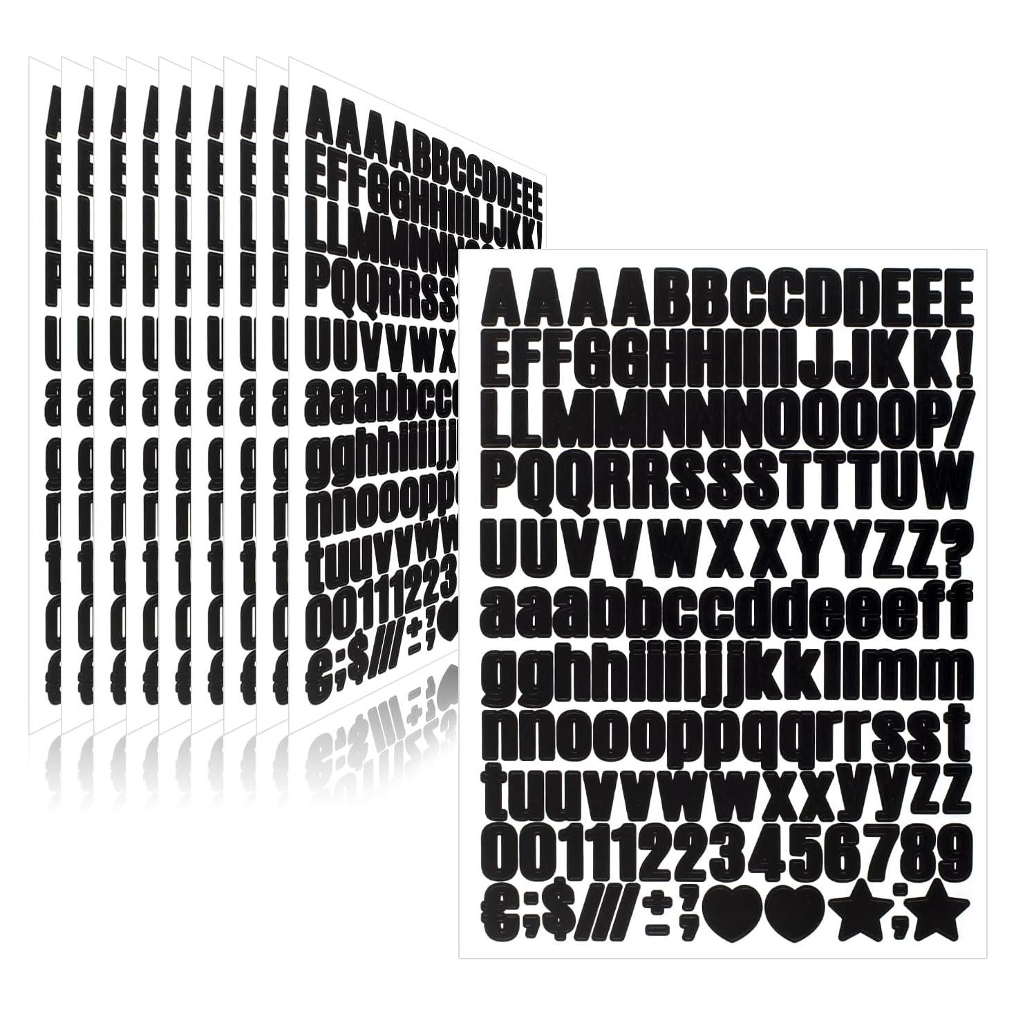 Stickers de Letras y Números Vinilo Llewyn 1550 Piezas 1.27 cm Negro