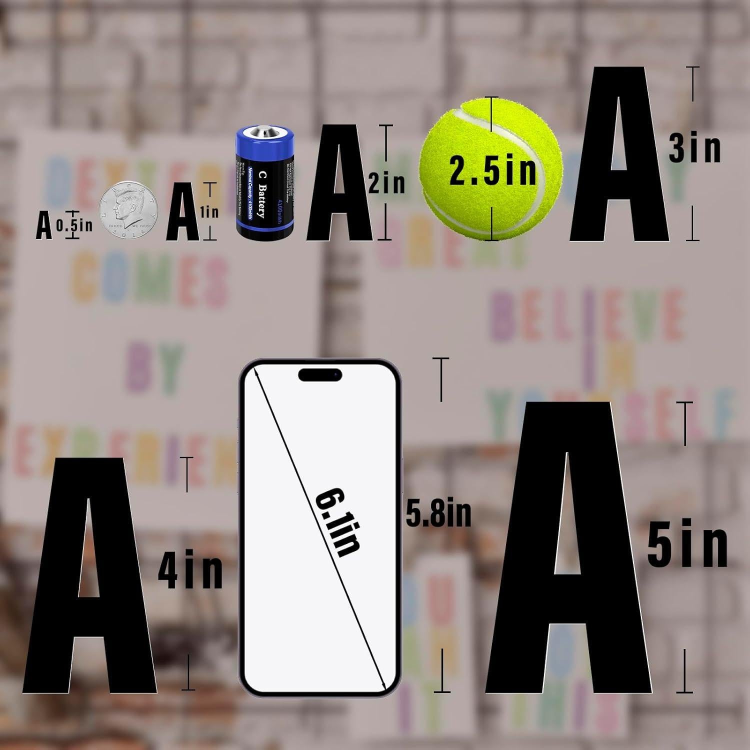 Stickers de Letras y Números Vinilo Llewyn 1550 Piezas 1.27 cm Negro