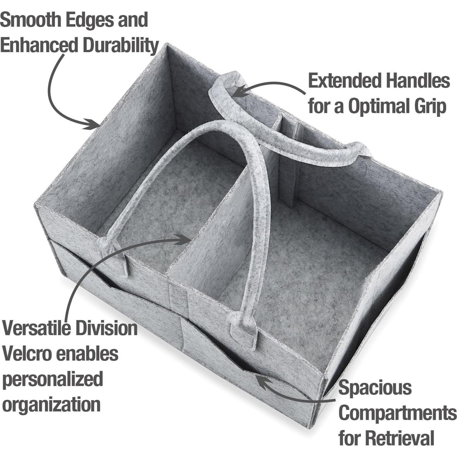 Organizador de Pañales PandaEar Gris - Caddy Plegable para Bebés