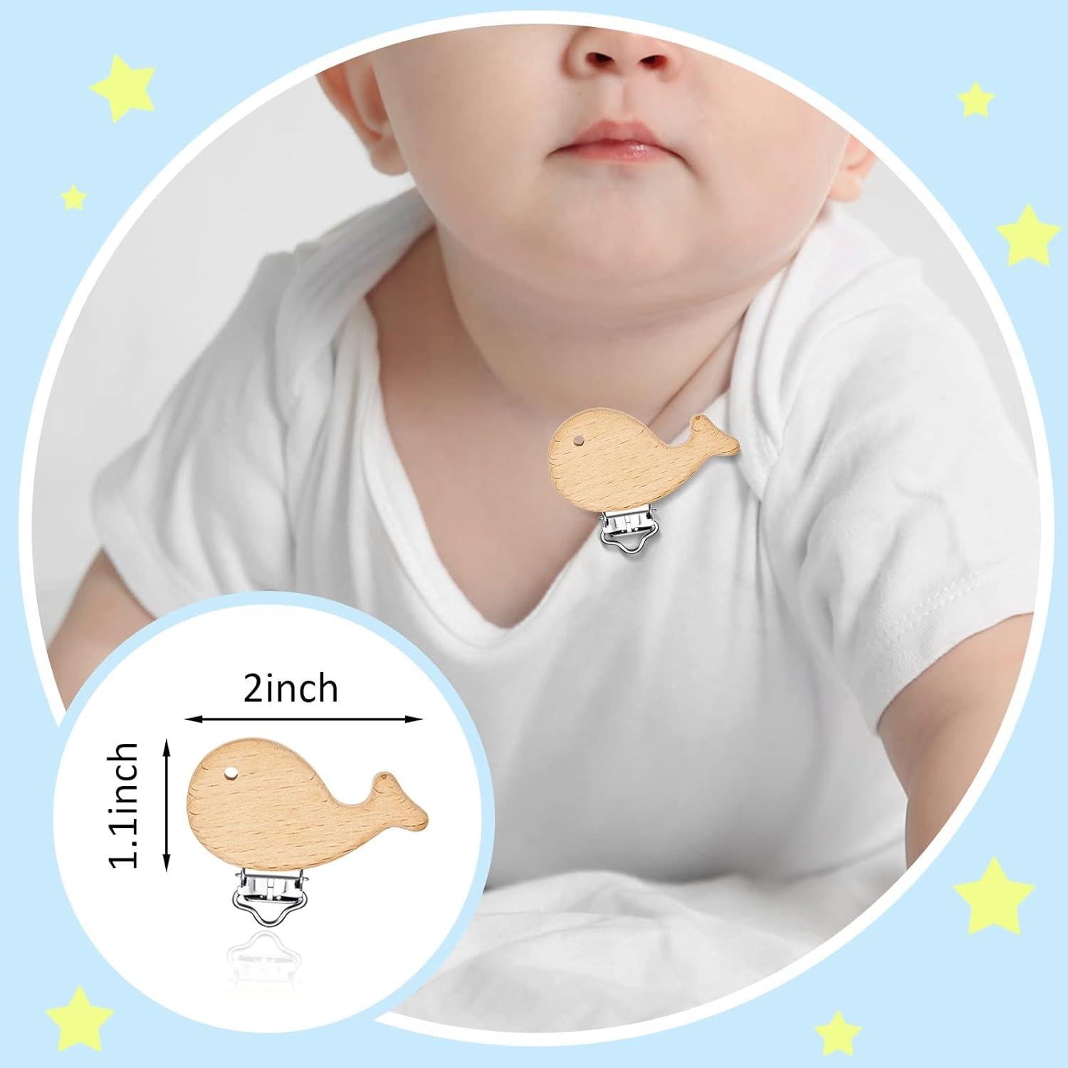 20 Clips de Chupete de Madera para Bebé - Accesorios DIY