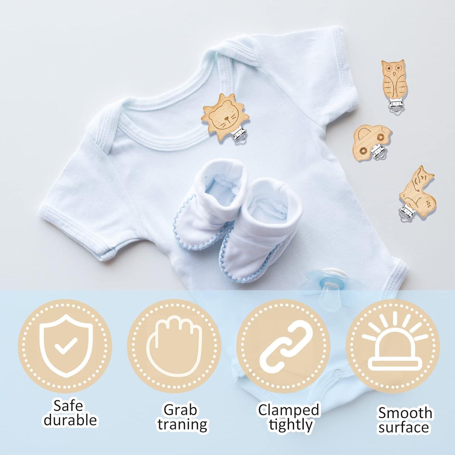 20 Clips de Chupete de Madera para Bebé - Accesorios DIY