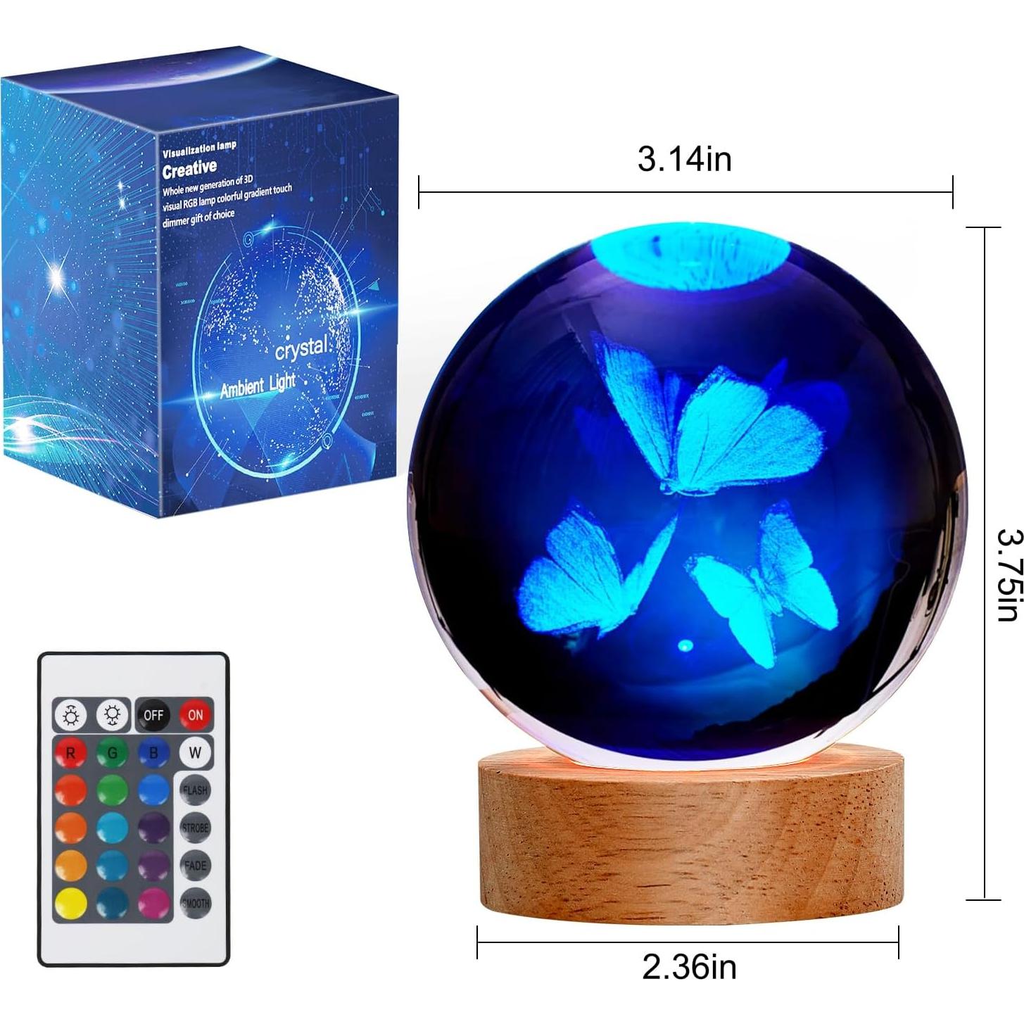 Lámpara Nocturna 3D Mariposa JANARARY, 16 Colores, Control Remoto