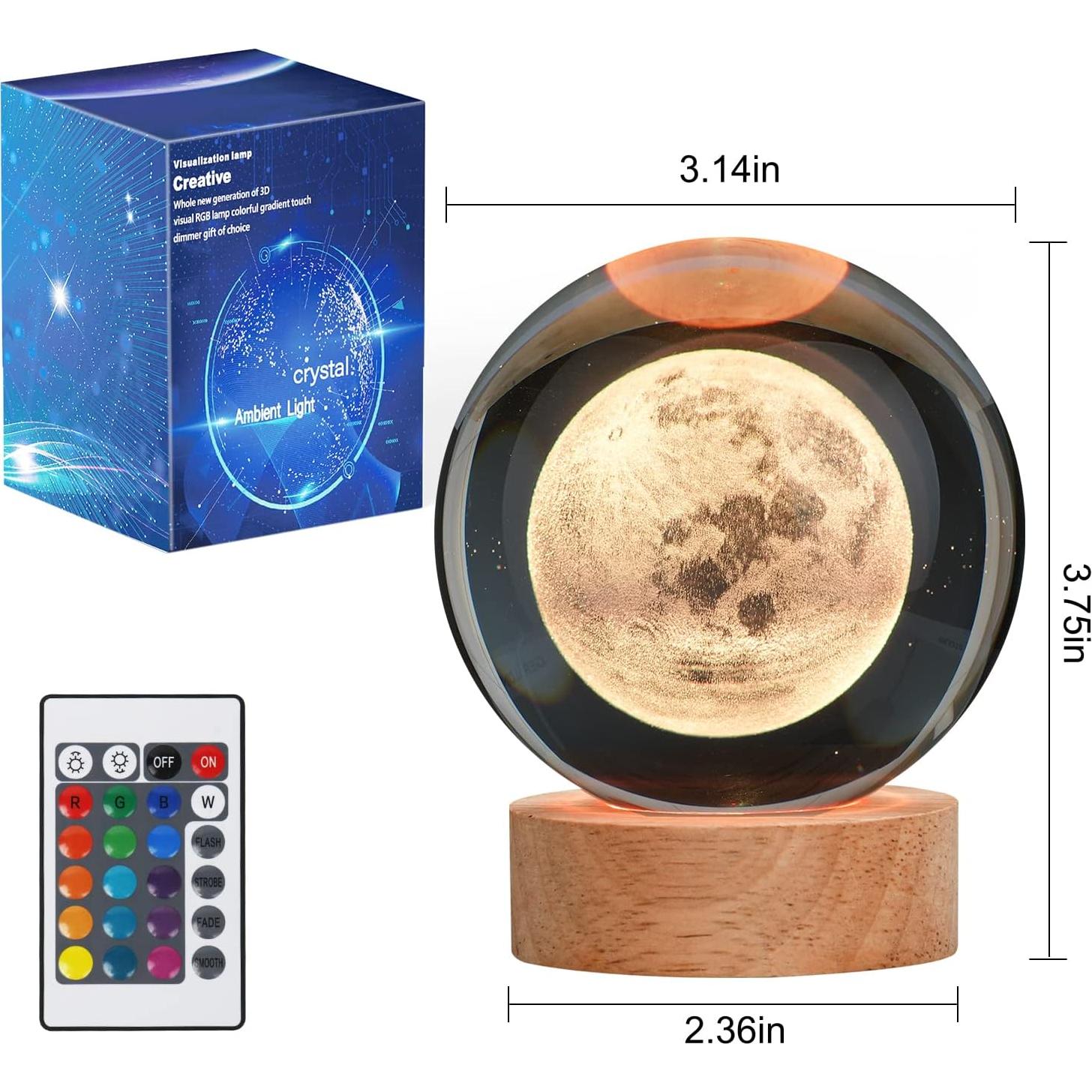 Lámpara de Luna 3D Balkwan con Control Remoto y 16 Colores