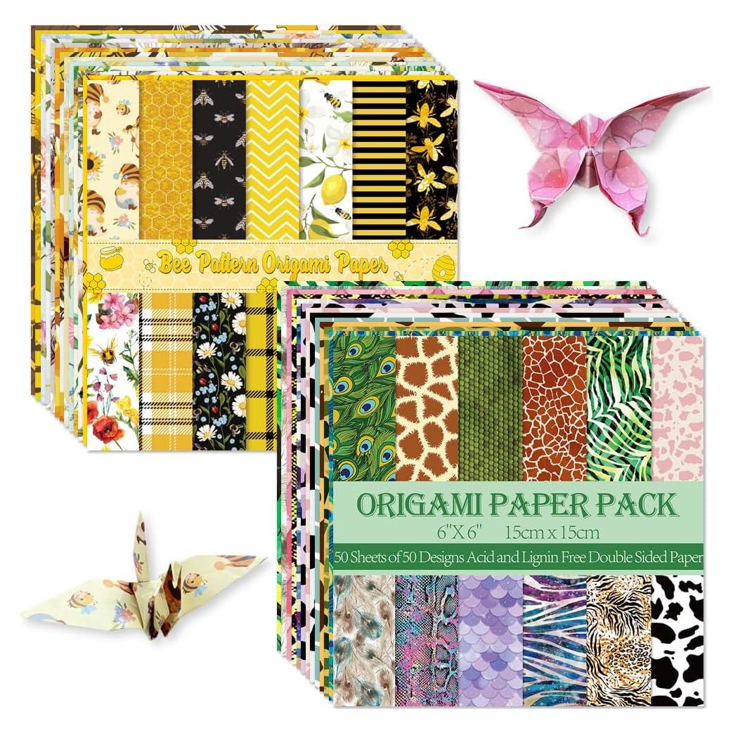 Kit de Papel de Origami Doble Cara 100 Hojas 15x15cm Mifuner