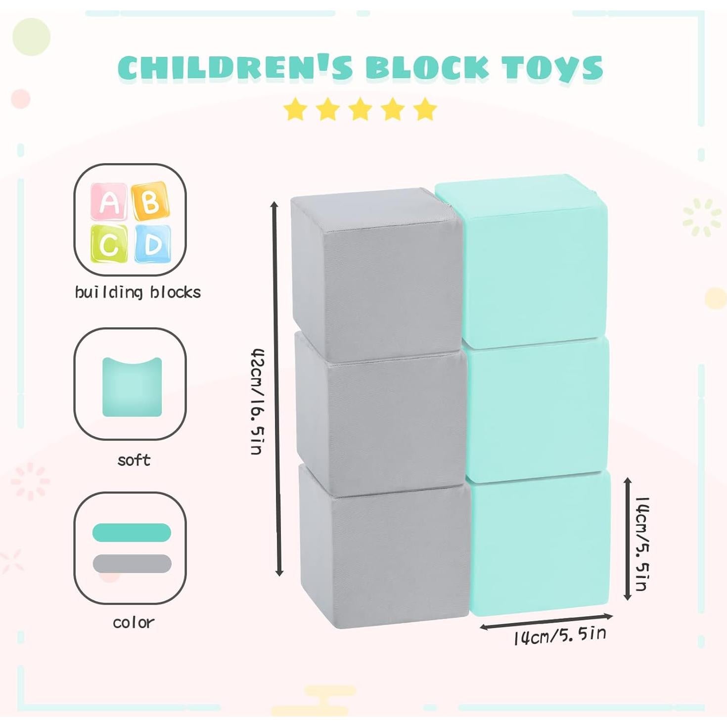 Bloques de Espuma Suave TRENDBOX 6 Pcs 13.97 cm Gris/Azul