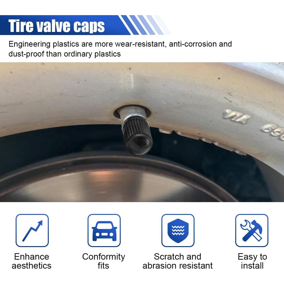 20 Tapones de Válvula de Neumático DUSCOKE - Universal Negro